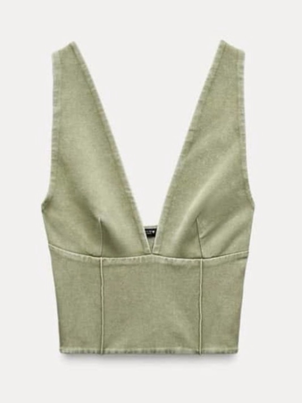 Zara Olive V-Neck Cropped Tank Small